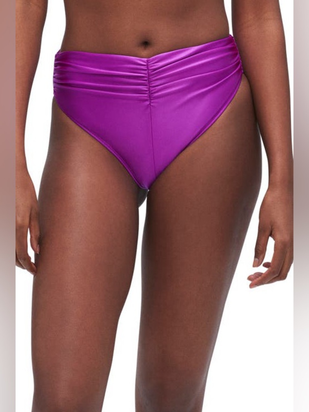 NEW Good American Good waist Ruched Bikini Bottom Size 2 Purple Orchid